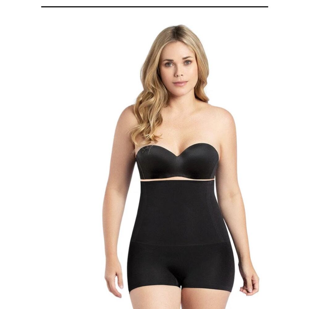 Brand New Curveez Women's XL Black Control High Waisted Boyshort Shapwear